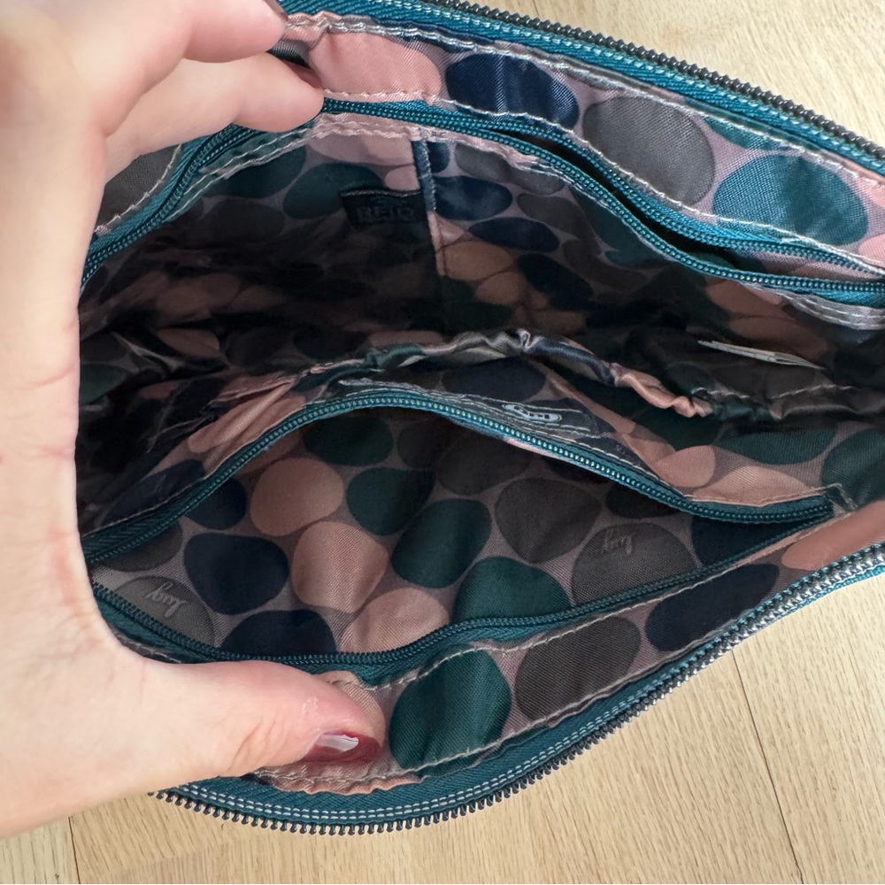 Lug Swivel Green Quilted Shoulder Bag Purse With Removable Strap - Picture 7 of 16